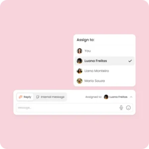 mLabs Chat conversation distribution mLabs Chat Unified Inbox screen with conversation distribution among team members to organize customer service
