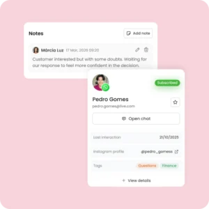 mLabs Chat conversation history mLabs Chat Unified Inbox screen with conversation history, notes, and contact data